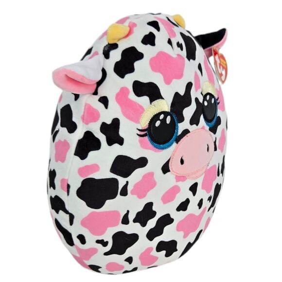 Ty Squishy Beanies Milkshake Cow Pink Black Farm Animal Plush Toy‎ Stuffed 10" - Picture 5 of 7